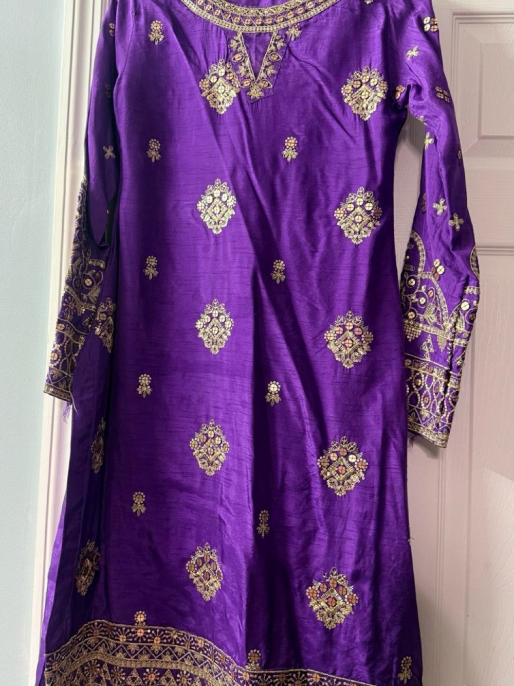Girls Purple Embroidered Party Dress